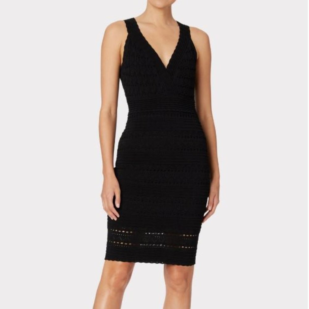 Milly Knit Lace Surplice Dress, Black, Size P